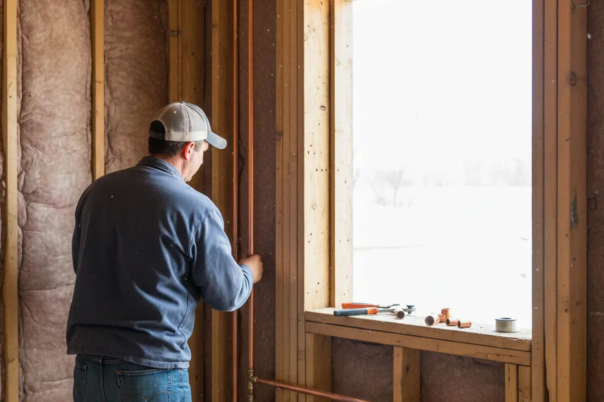 Licensed plumber running new copper supply lines in a Sun Prairie home