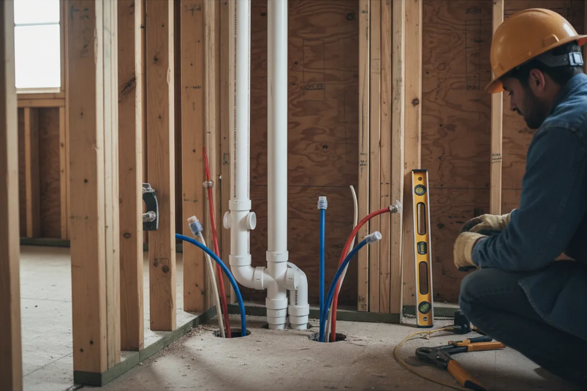 Drain and supply rough-in during Toilet Repair and Installation in Sun Prairie